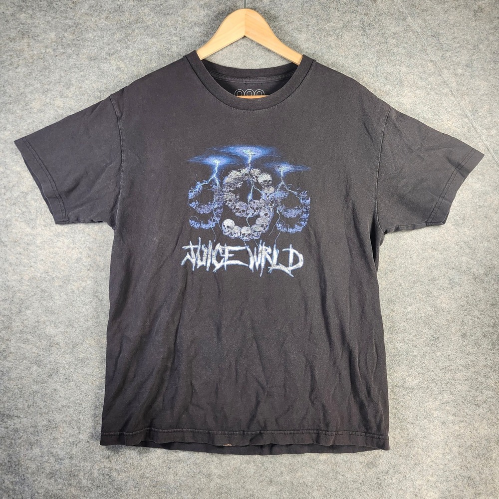999 Club Juice WRLD T-Shirt Mens Large‎ Black Vanity Skull Lightning Graphic Tee